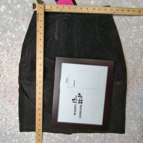 Pelle Vintage Black Suede Leather Skirt, Women's 10 NWT - Picture 8 of 11